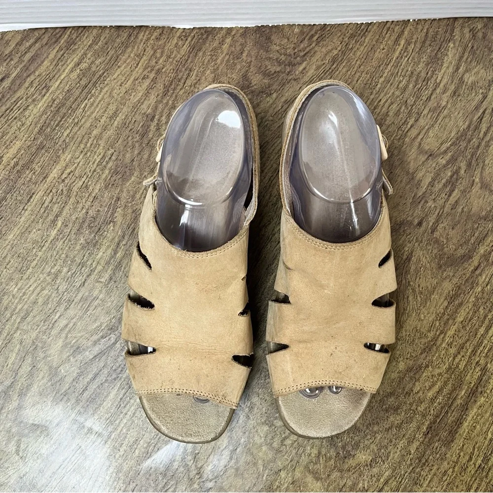ECCO Beige Leather Wedge Sandals Size 39